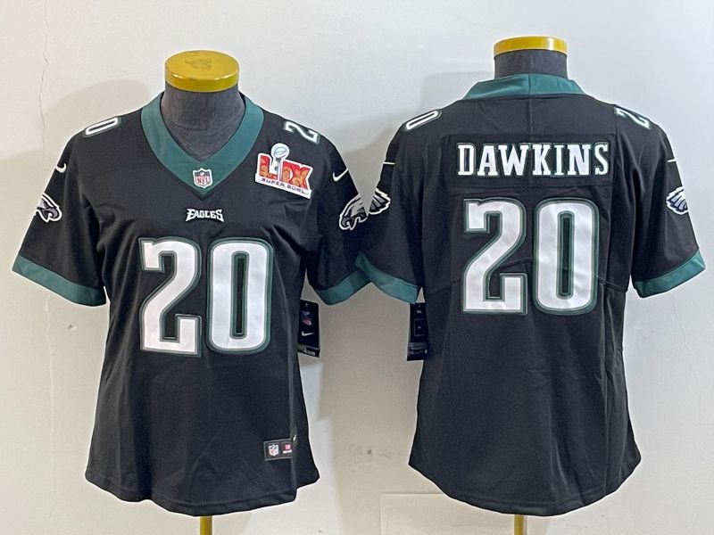 Women Philadelphia Eagles 20 Dawkins Black 2025 Nike Vapor Limited NFL Jersey style 2